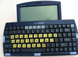 DynaWrite keyboard adapted to emphasize lowercase "qwerty" letters